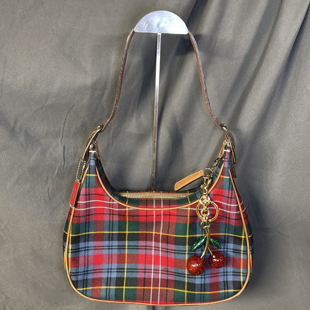 Coach Vintage Holiday Slim Wool Tartan Small Hobo Shoulder Bag Coach Style #9360